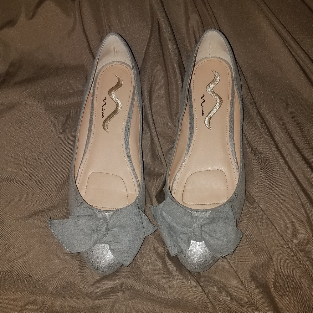 Final price Nina silver lame dress flats